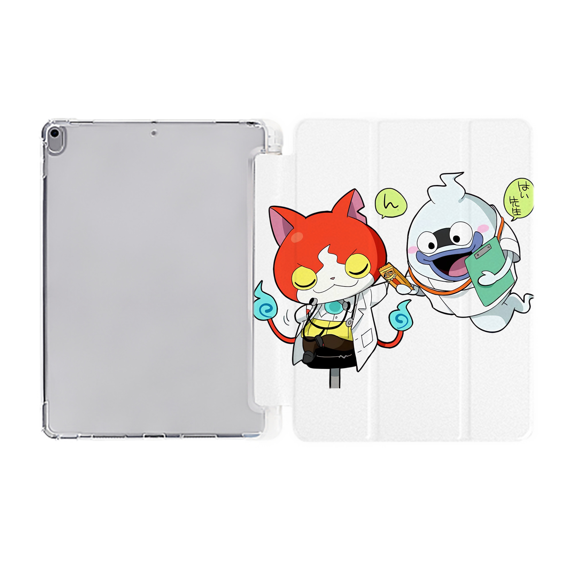 （画像用） 妖怪ウォッチ Yo-kai Watch IPad ケース ペン収納付き 三つ折りスタンド PUレザー×シリコン 対応機種9.5/10.5/10.9インチ